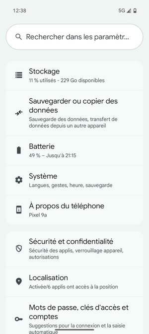 Faites défiler et sélectionnez Système