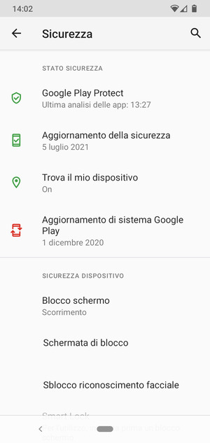 Seleziona Blocco schermo