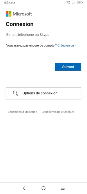 Saisissez votre adresse e-mail et sélectionnez Suivant