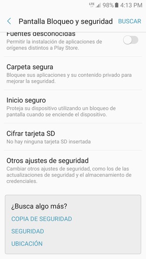 Desplácese y seleccione Otros ajustes de seguridad