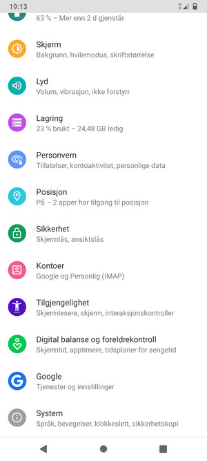 Bla til og velg Sikkerhet