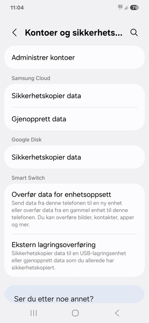 Bla til Google Disk og velg Sikkerhetskopier data
