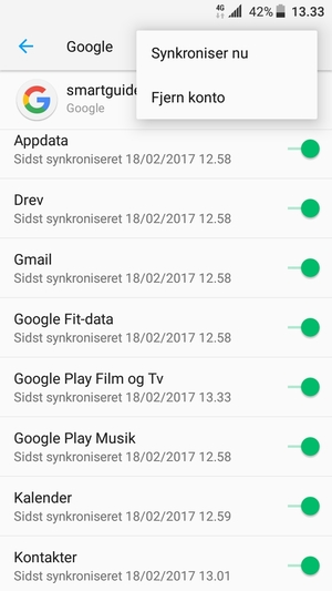 Vælg Synkroniser nu