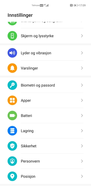 Bla til og velg Sikkerhet