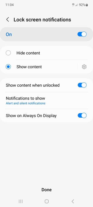 Select your preferred options and select Done