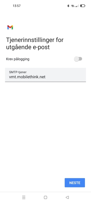 Slå av Krev pålogging og velg NESTE