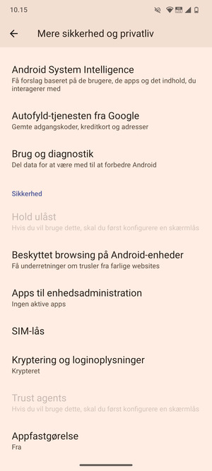 Scroll til og vælg SIM-lås