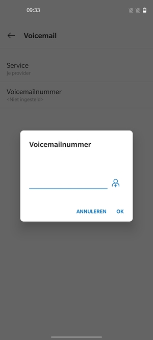 Voer het Voicemailnummer in en selecteer OK