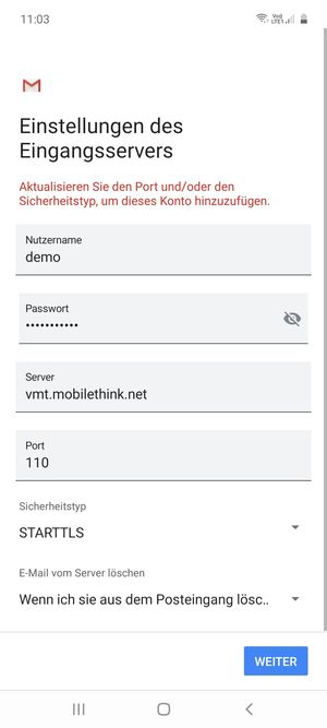Wählen Sie Sicherheitstyp