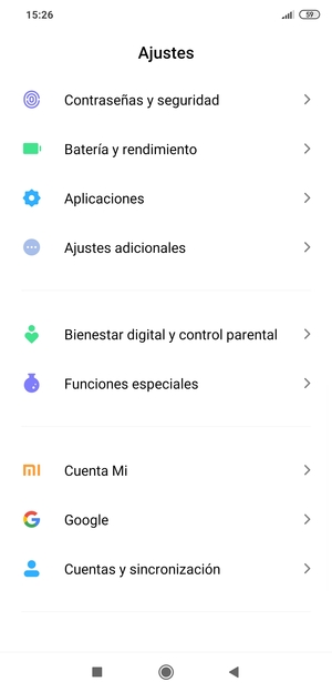 Desplácese y seleccione Contraseñas y seguridad