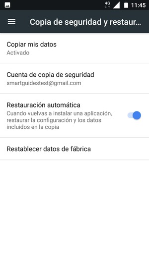 Seleccione Cuentas de copia de seguridad