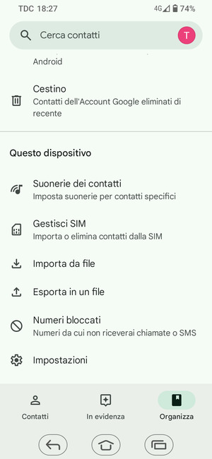 Scorri e seleziona Gestisci SIM