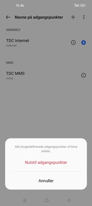 Vælg Nulstil adgangspunkter