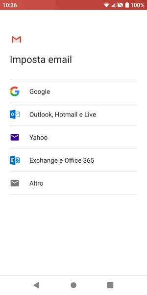 Seleziona Exchange e Office 365