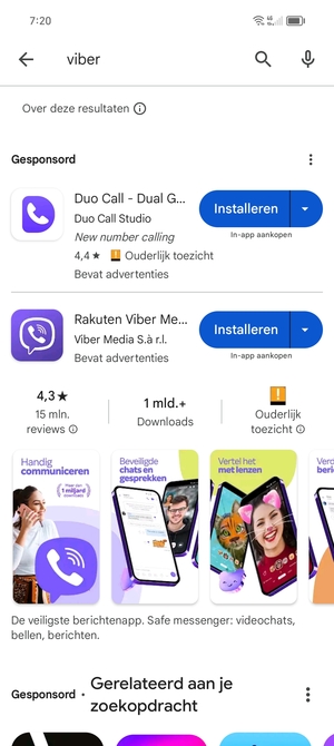 Selecteer de app