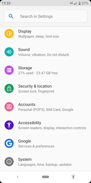 Scroll to and select Security & location