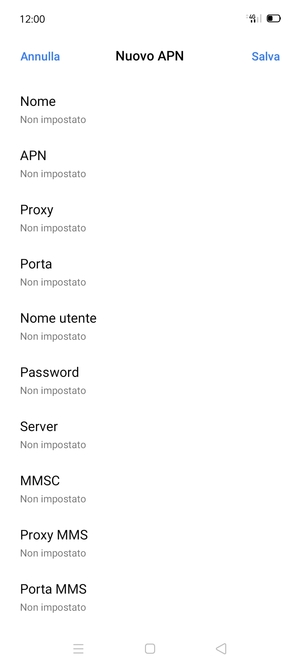 Inserisci informazioni MMS