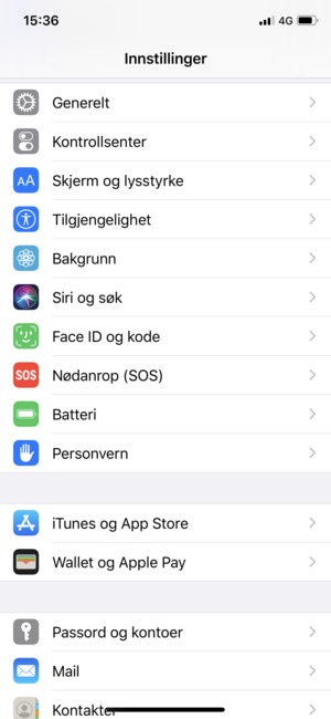 Velg Face ID og kode