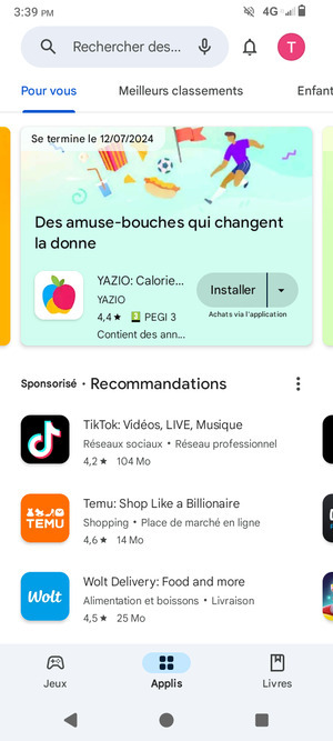 Sélectionnez la barre de Recherche