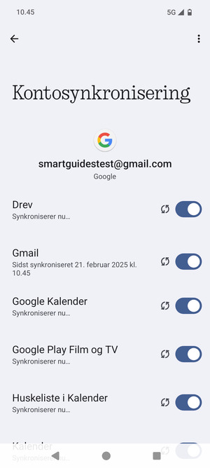 Dine oplysninger vil blive synkroniseret