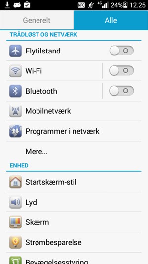 Vælg Alle og scroll til
og vælg Mobilnetværk
