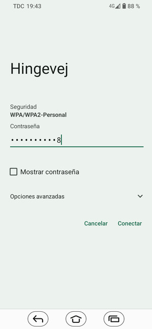 Introduzca la contraseña de Wi-Fi y seleccione Conectar
