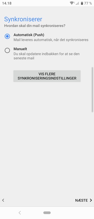 Vælg din foretrukne mulighed og vælg NÆSTE