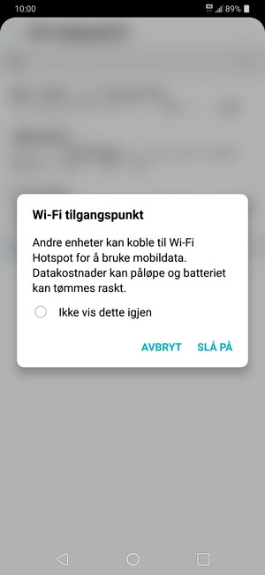 Velg SLÅ PÅ
