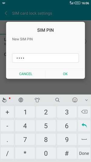 Enter your New SIM PIN and select OK