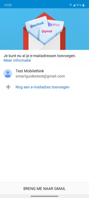Selecteer BRENG ME NAAR GMAIL