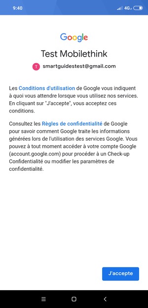 Sélectionnez J'accepte