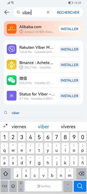 Saisissez le nom de l'appli et sélectionnez RECHERCHER