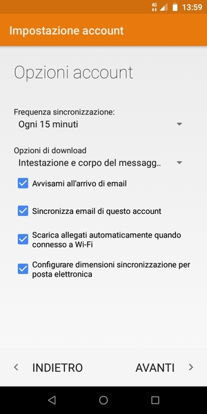 Seleziona AVANTI