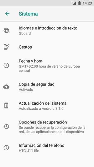 Seleccione Actualización del sistema