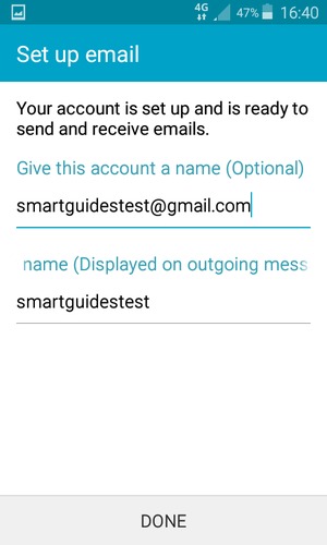 Give your account a name and enter your name. Select DONE