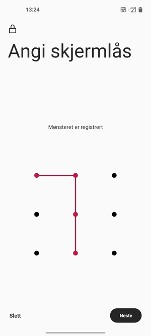 Tegn et opplåsingsmønster og velg Neste