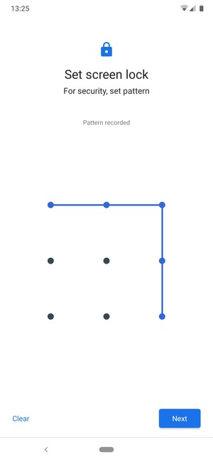 Draw an unlock pattern and select Next