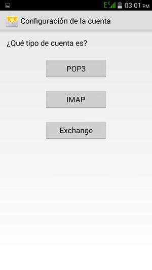 Seleccione POP3 o IMAP