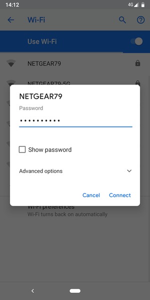 Enter the Wi-Fi password and select Connect