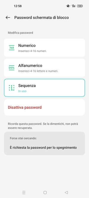 Il tuo telefono è ora protetto dal blocco schermo