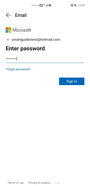 Enter your  Hotmail password and select Sign in