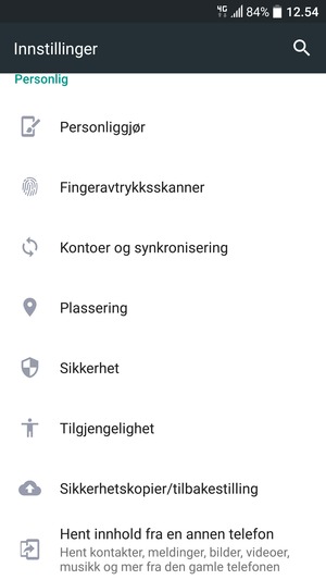 Bla til og velg Sikkerhet