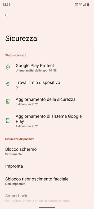 Seleziona Blocco schermo