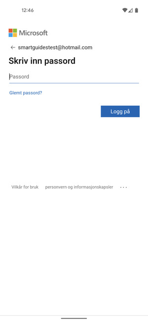 Skriv inn passord og velg Logg på