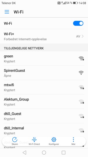 Velg det trådløse nettverket du vil koble til