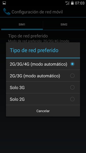 Seleccione la opción preferida