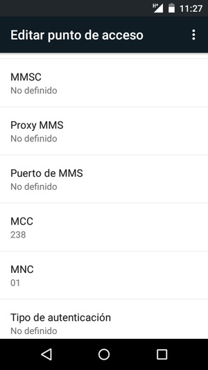 Desplácese hacia abajo e introduzca la información MMS