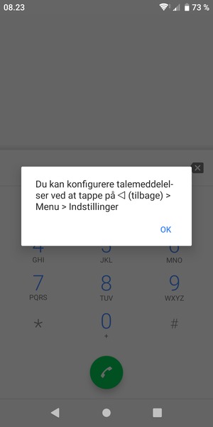 Hvis din telefonsvarer ikke er sat op, vælg OK