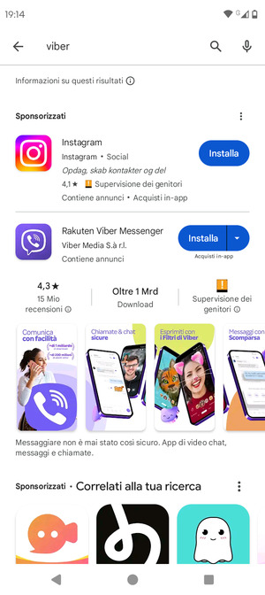 Seleziona l'applicazione