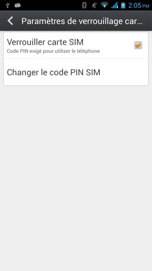 Sélectionnez Changer le code PIN SIM